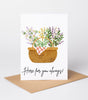 Here For You Always – Illustrated Floral Basket Greeting Card - Yours Amora