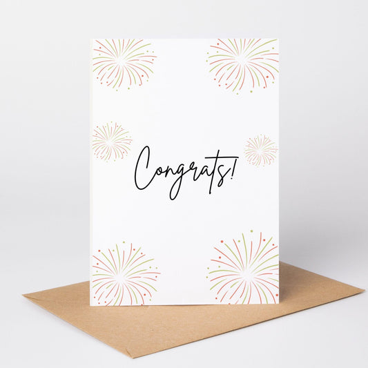Congrats! Celebration Greeting Card with Fireworks Design - Yours Amora