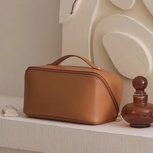 Personalised Leather Cosmetic Travel Bag – Luxury Toiletry Pouch - Yours Amora