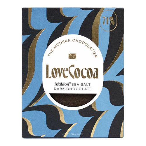 Love Cocoa Maldon Sea Salt Dark Chocolate 75g | Chocolate Gift Bar with 71% Cocoa - Yours Amora