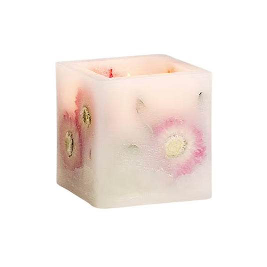 Pressed Flower Square Candle – Handcrafted Botanical Scented Candle - Yours Amora
